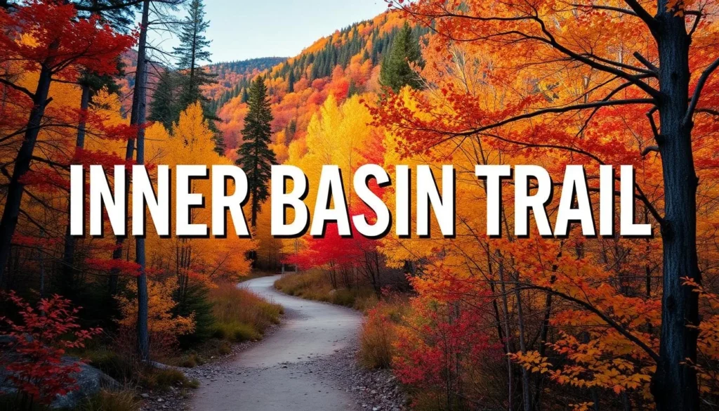 Generate an image of the Inner Basin Trail during peak fall colors.