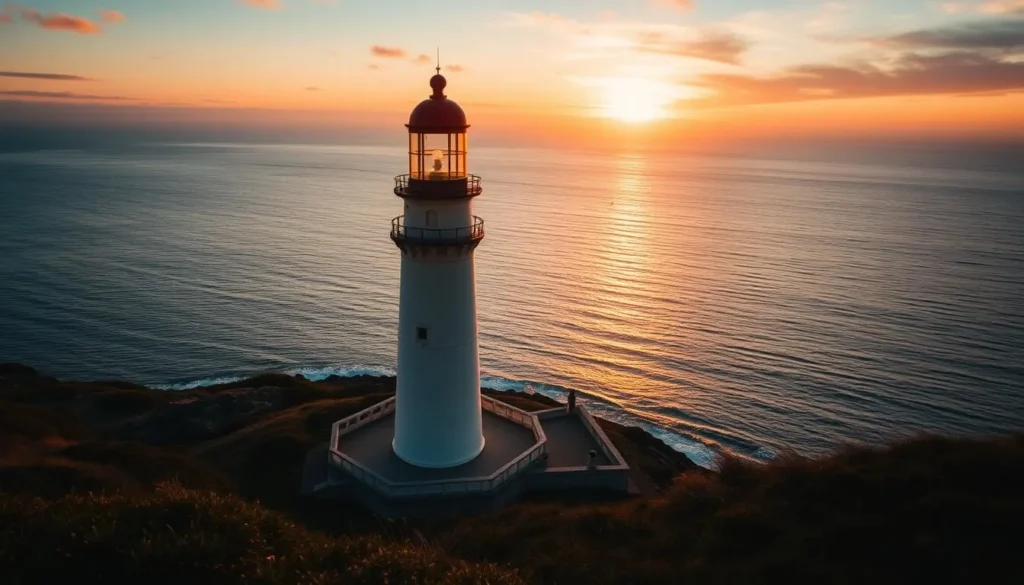 Generate an image of the Jose Ignacio lighthouse at sunset.