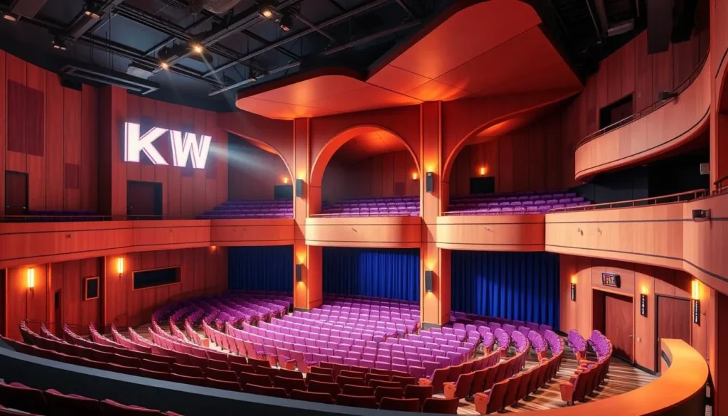 Generate an image of the KNOW Theatre's unique performance space. Generate an image of the KNOW Theatre's unique performance space.