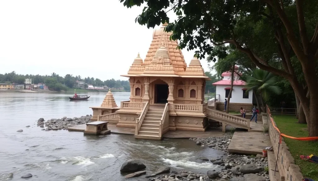 Generate an image of the Kalyaneshwari Temple near the Barakar River