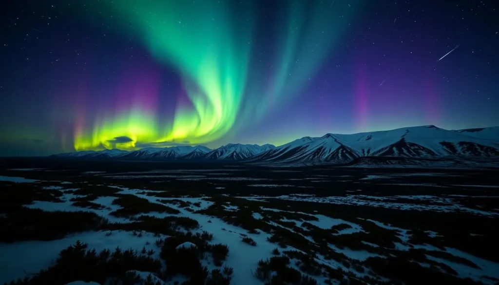 Generate an image of the Northern Lights over Riisitunturi National Park.