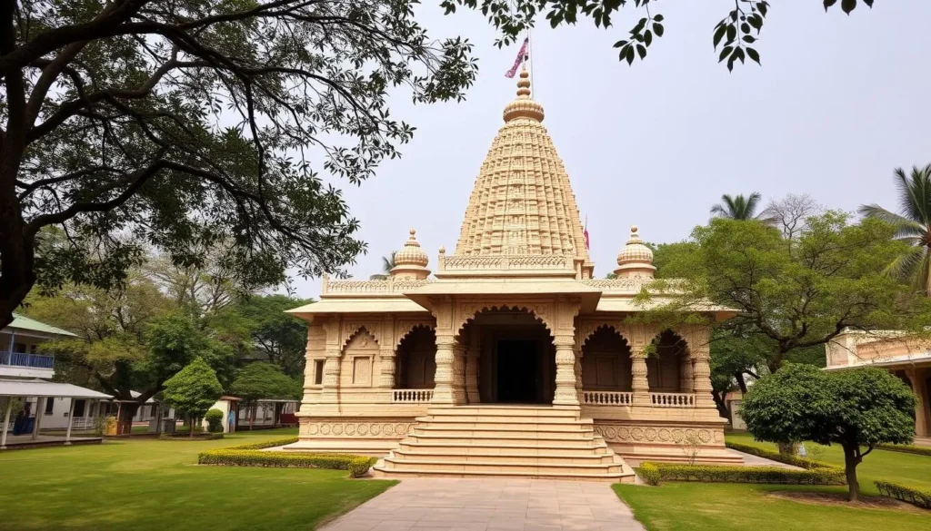 Generate an image of the Pisanhari Ki Madiya Jain Temple in Jabalpur, showcasing its intricate architecture and serene surroundings.