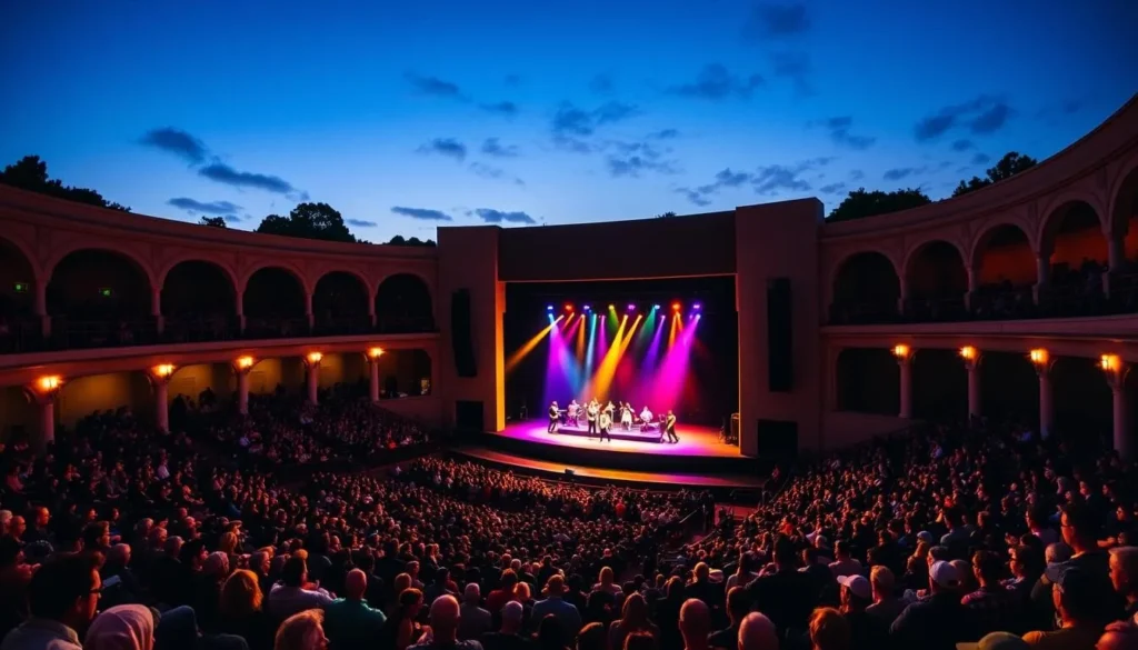 Generate an image of the Quinta Vergara amphitheater with performers on stage.