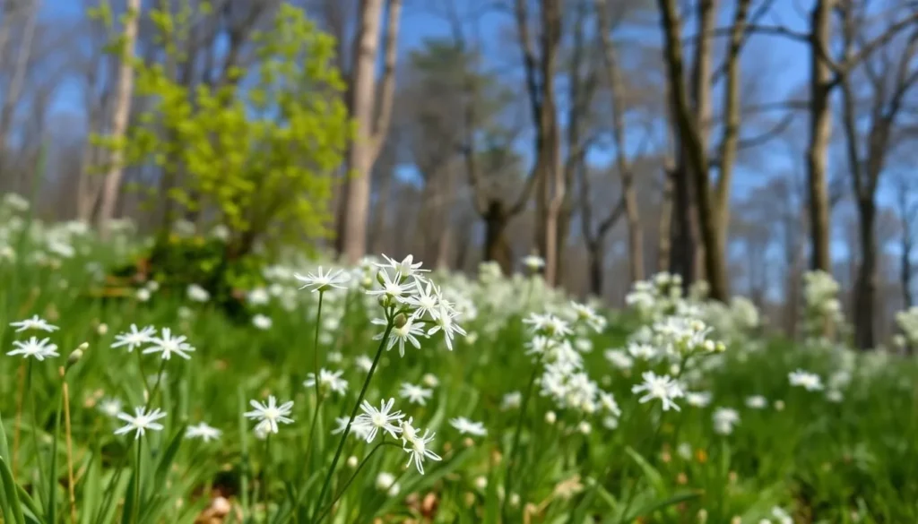 Generate an image of the Snowflake Forest Garden near Ždírec nad Doubravou with millions of spring snowflakes in bloom.