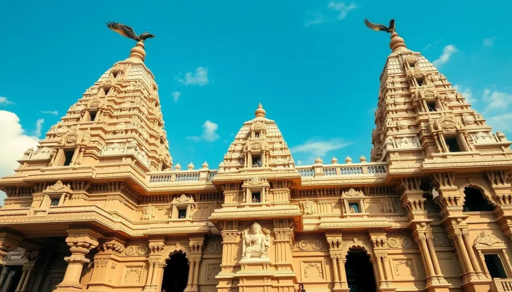 Generate an image of the Sree Padmanabhaswamy Temple's intricate architecture.