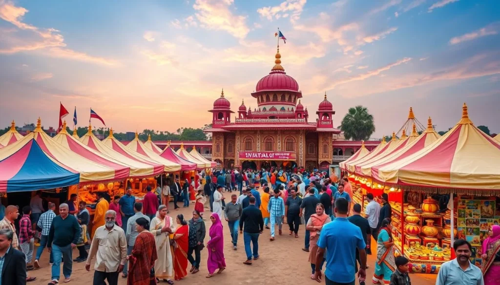 Generate an image of the Surajkund Crafts Mela grounds during the event.