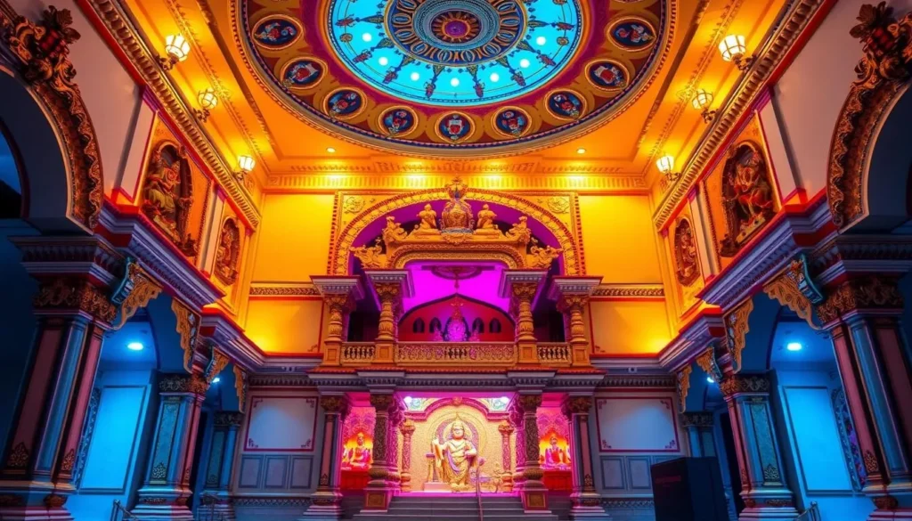 Generate an image of the Swaminarayan Temple's interior