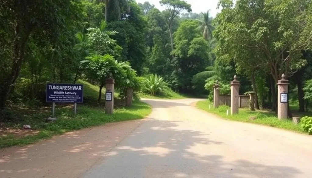 Generate an image of the Tungareshwar Wildlife Sanctuary entrance
