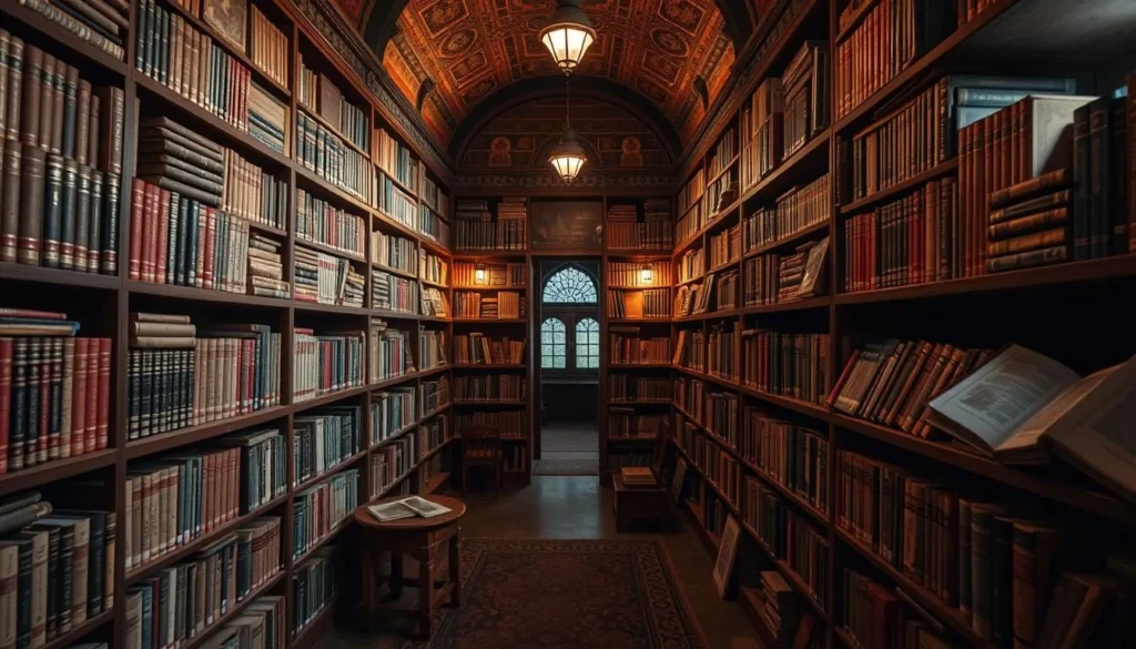 Generate an image of the Urdu Library in Malegaon, showcasing its collections.