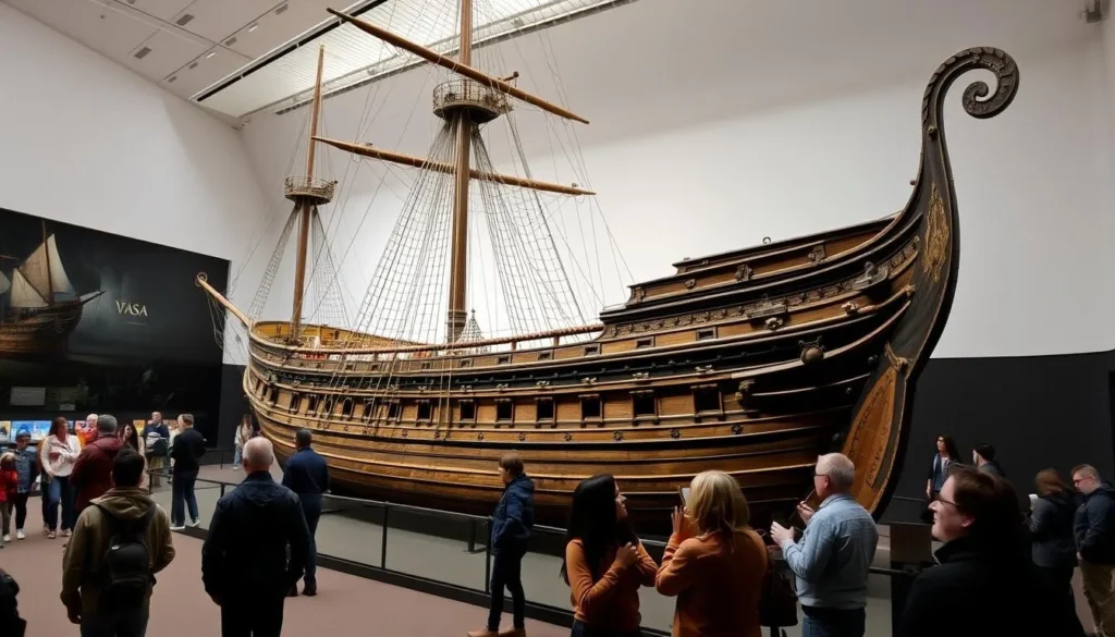 Generate an image of the Vasa warship at the Vasa Museum