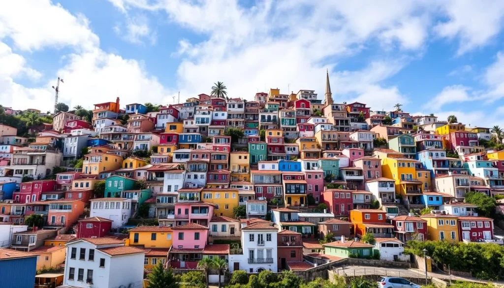 Generate an image of the colorful hills of Valparaíso, Chile