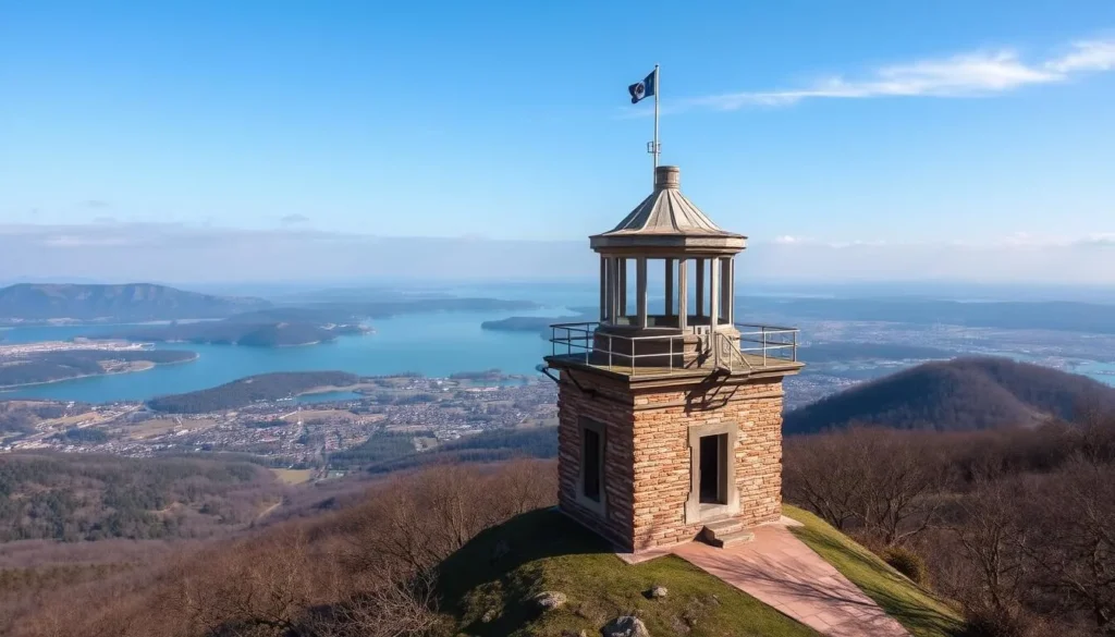 Generate an image of the lookout tower, highlighting its panoramic views of Beroun and the surrounding landscape.