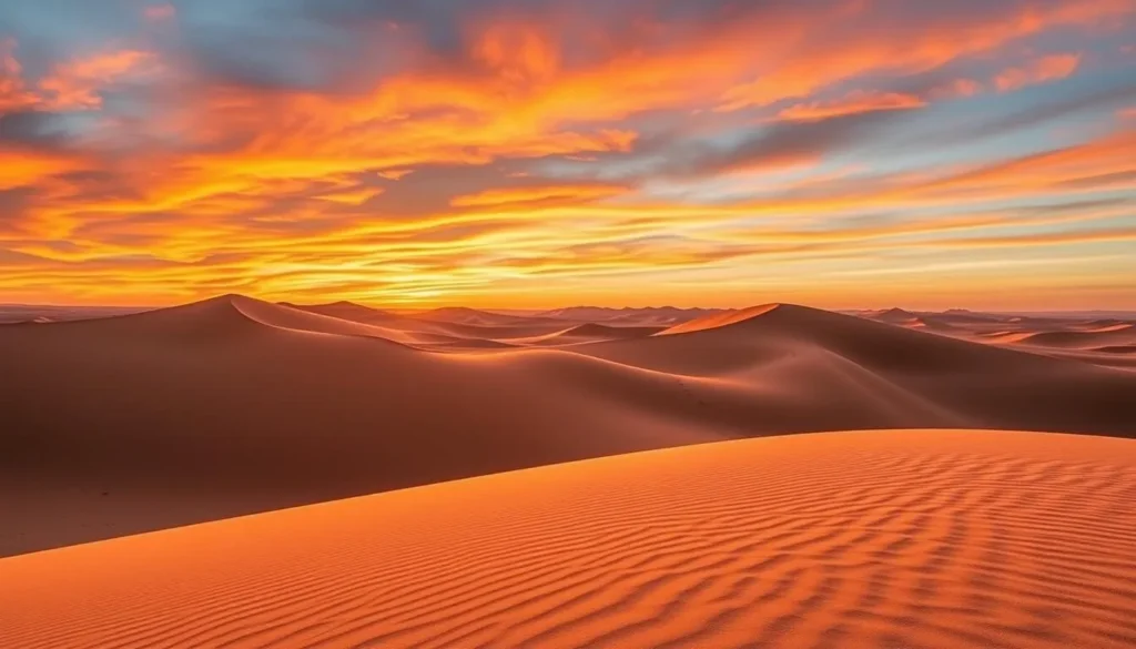 Generate an image of the vast sand dunes of Medanos de Coro National Park