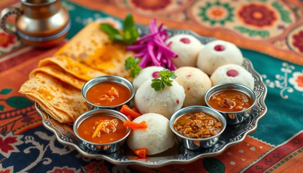 Generate an image of traditional Tamil dishes