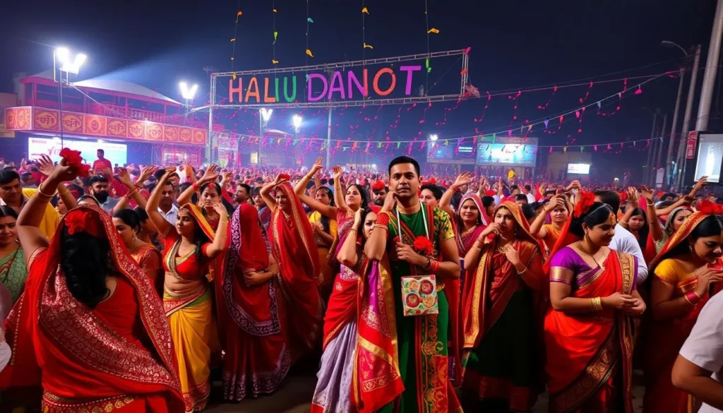 Generate an image of vibrant Garba celebrations in Vadodara during Navratri