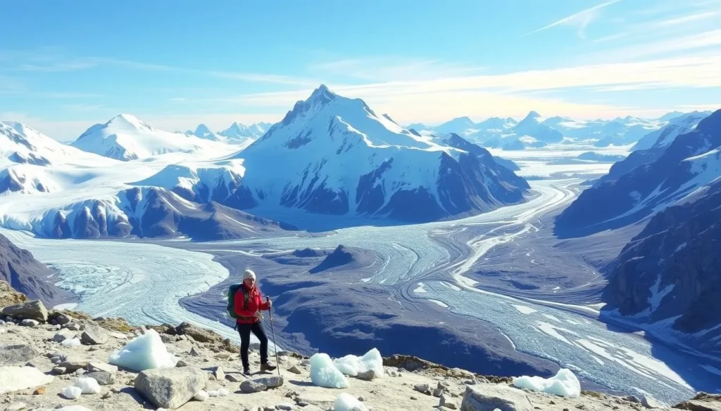 Glacier hiking tour in Kjolen National Park, Norway