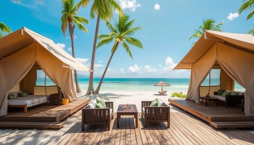 Glamping tents at Bluewater Sumilon Island Resort with beach view Glamping tents at Bluewater Sumilon Island Resort with beach view