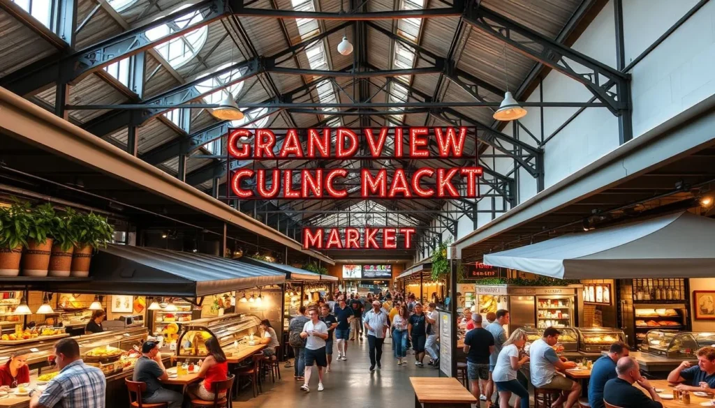 Grandview Public Market food hall with diverse dining options Grandview Public Market food hall with diverse dining options