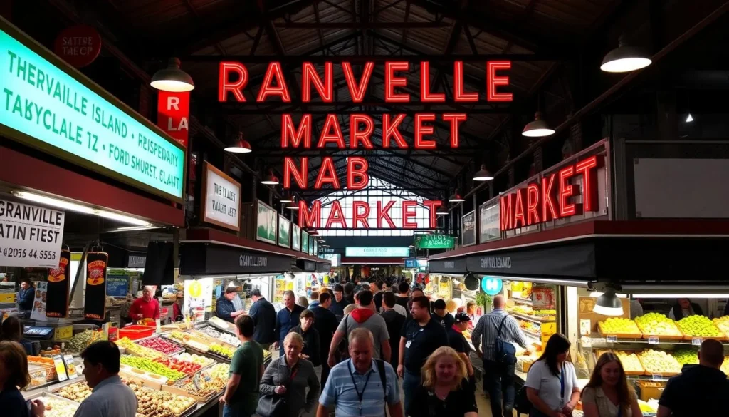 Granville Island Public Market with food vendors