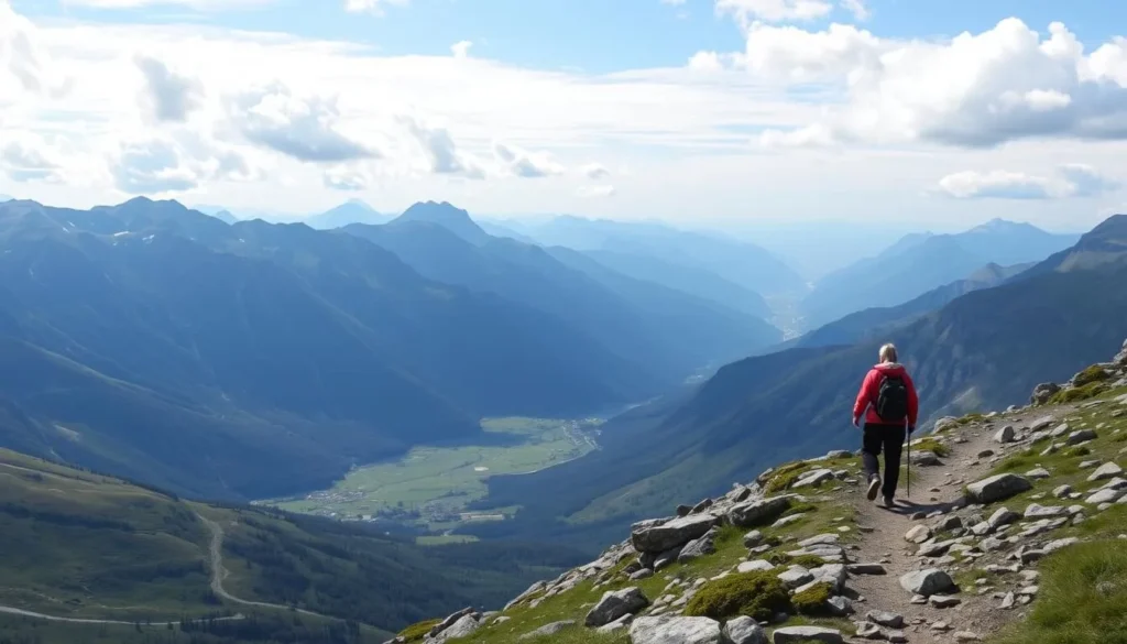 Guided hiking tour in Jotunheimen, Norway, with majestic mountains in the background