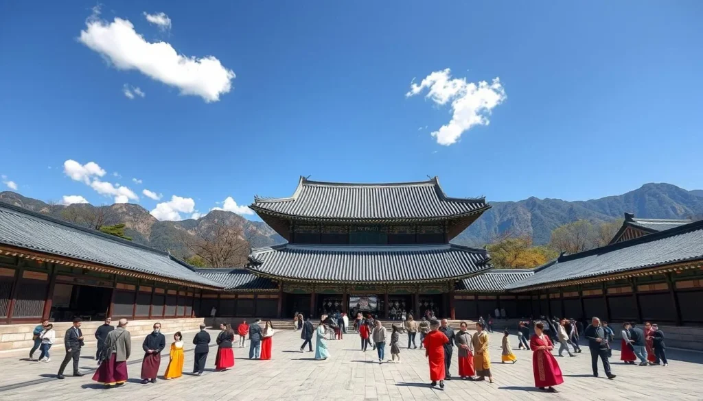 Gyeongbokgung Palace with visitors in traditional Hanbok, a must-see among Seoul's best things to do