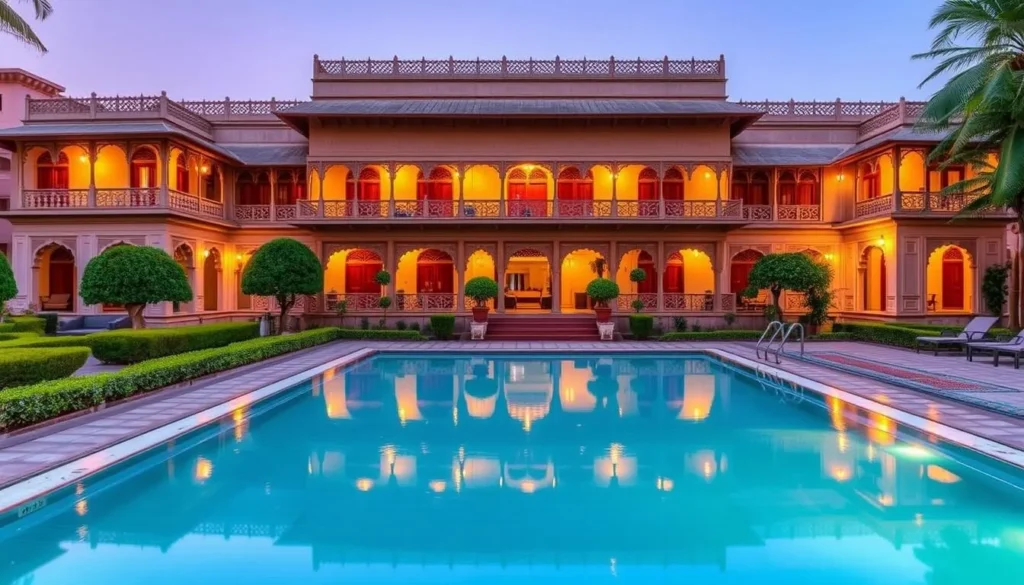 Heritage hotel in Bharatpur with traditional Rajasthani architecture and garden Heritage hotel in Bharatpur with traditional Rajasthani architecture and garden