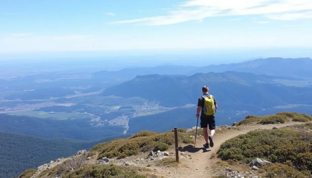 Hiker on Signal Hill Trail with a scenic view