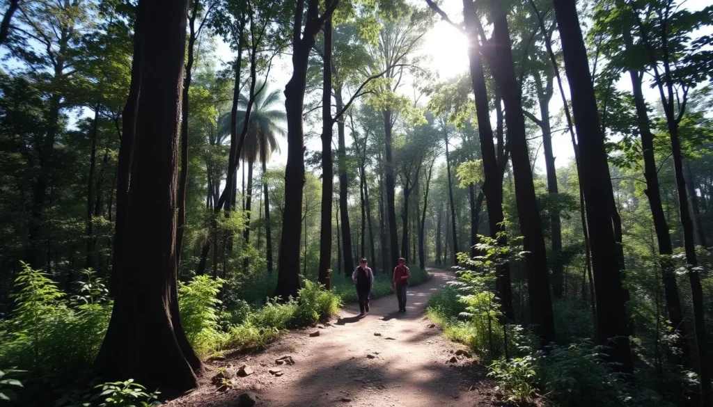 Hikers on a scenic trail in Khadim Nagar National Park Bangladesh