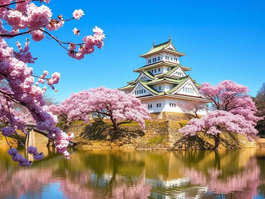 Historic Hikone Castle with cherry blossoms, a day trip from Otsu City, Japan