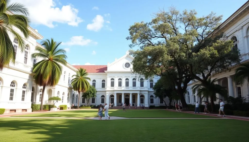 Historic Silliman University campus with American colonial architecture