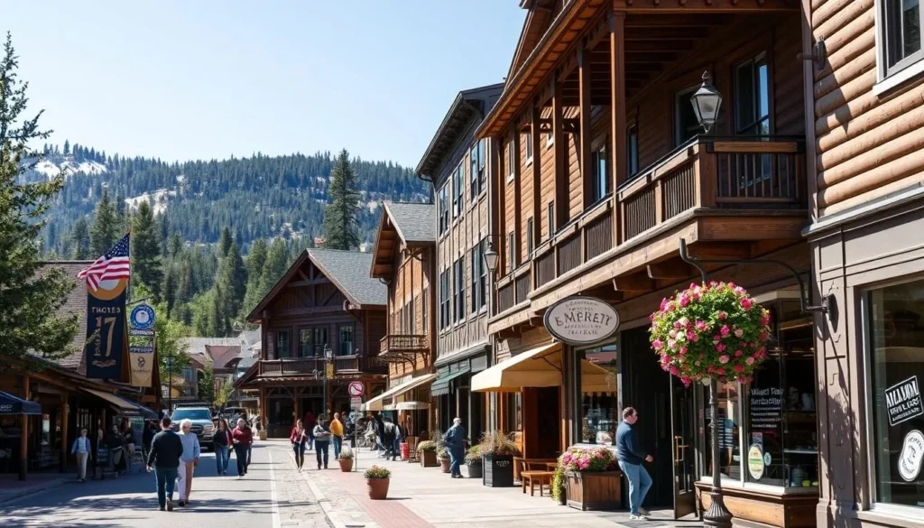 Historic downtown Truckee with mountain backdrop Historic downtown Truckee with mountain backdrop