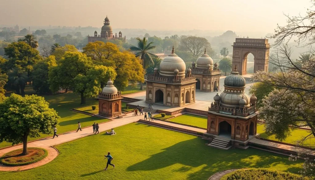 Historic tombs and monuments within the lush greenery of Lodhi Gardens Historic tombs and monuments within the lush greenery of Lodhi Gardens