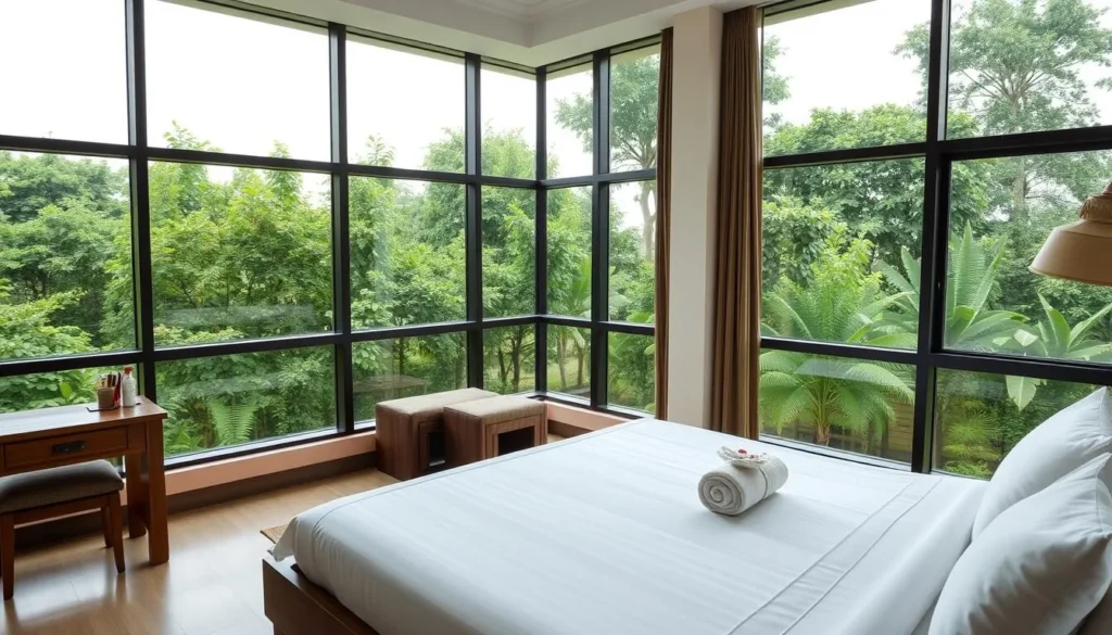 Hotel room with view of greenery near Khadim Nagar National Park Bangladesh
