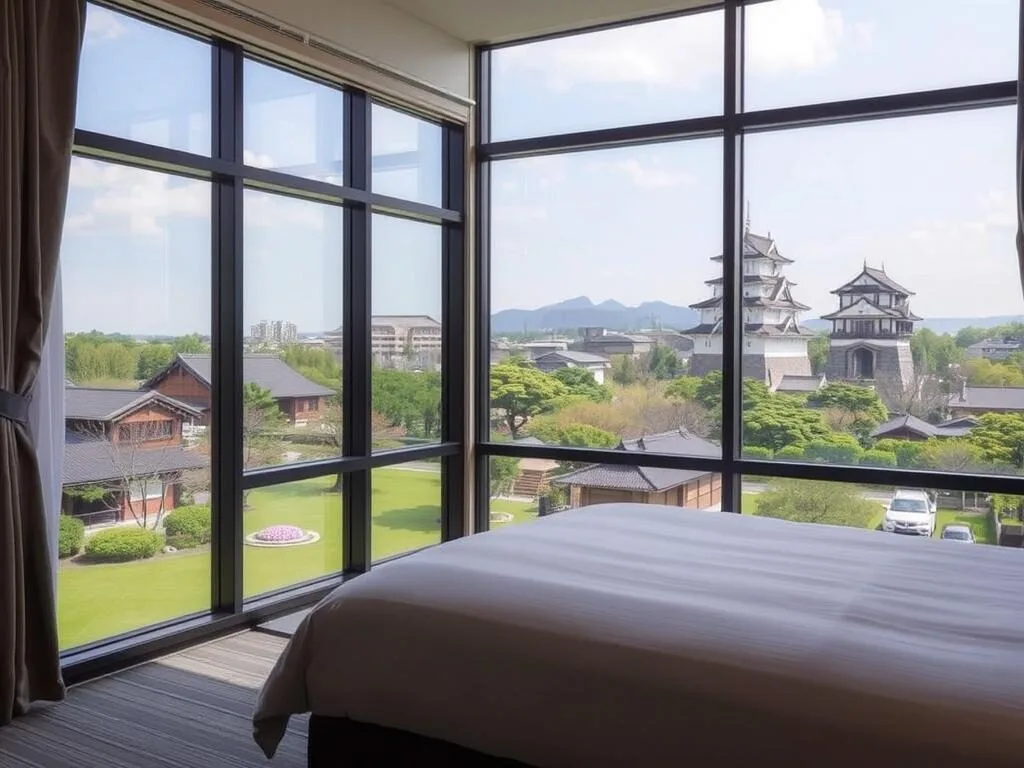 Hotel view overlooking Kenroku-en Garden and Kanazawa Castle
