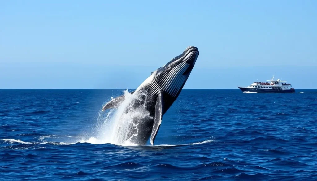 Humpback whale breaching during a Cape Cod whale watching tour, a spectacular Cape Cod, Massachusetts things to do experience Humpback whale breaching during a Cape Cod whale watching tour, a spectacular Cape Cod, Massachusetts things to do experience