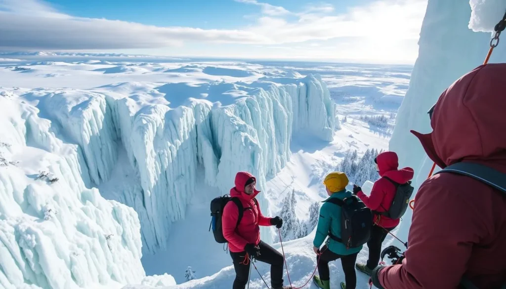 Ice climbing in Kuusamo, Finland, with a guide