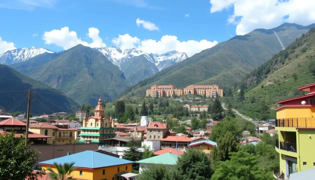 Image of Aguas Calientes town with the Andes in the background