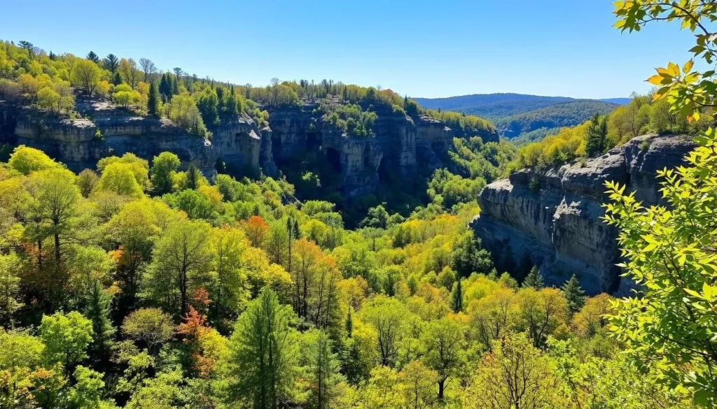 Image of Alapocas Run State Park with its natural rock climbing walls and lush woodlands.