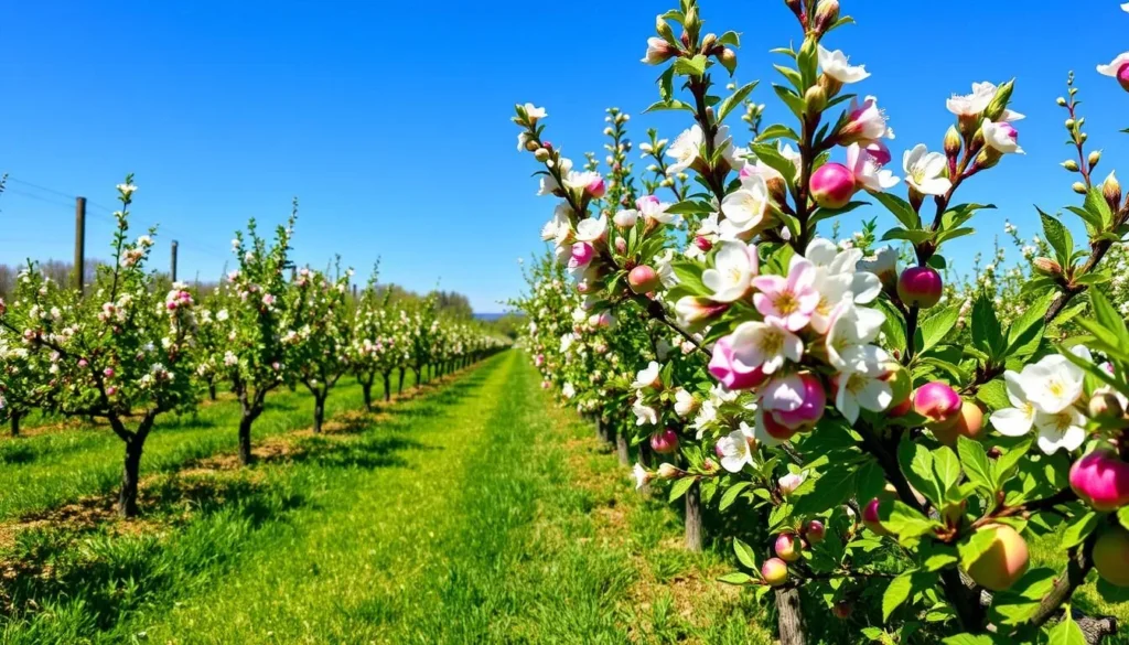 Image of Äppledalen's apple orchards in blossom