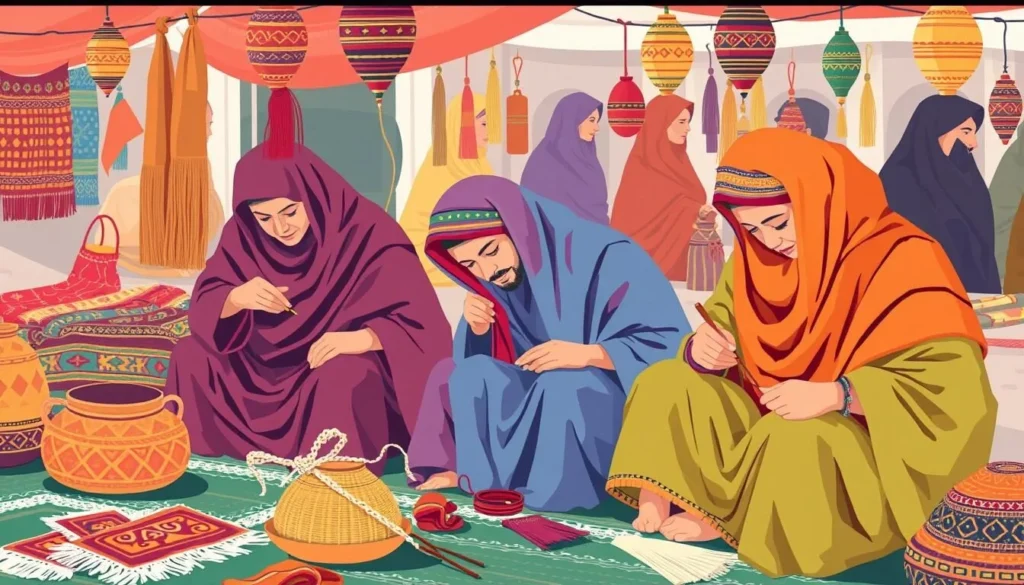 Image of Aqaba Traditional Arts Festival with artisans working on handicrafts