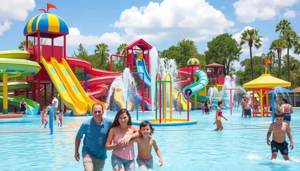 Image of Aqua Splash Water Park with water slides and splash pads