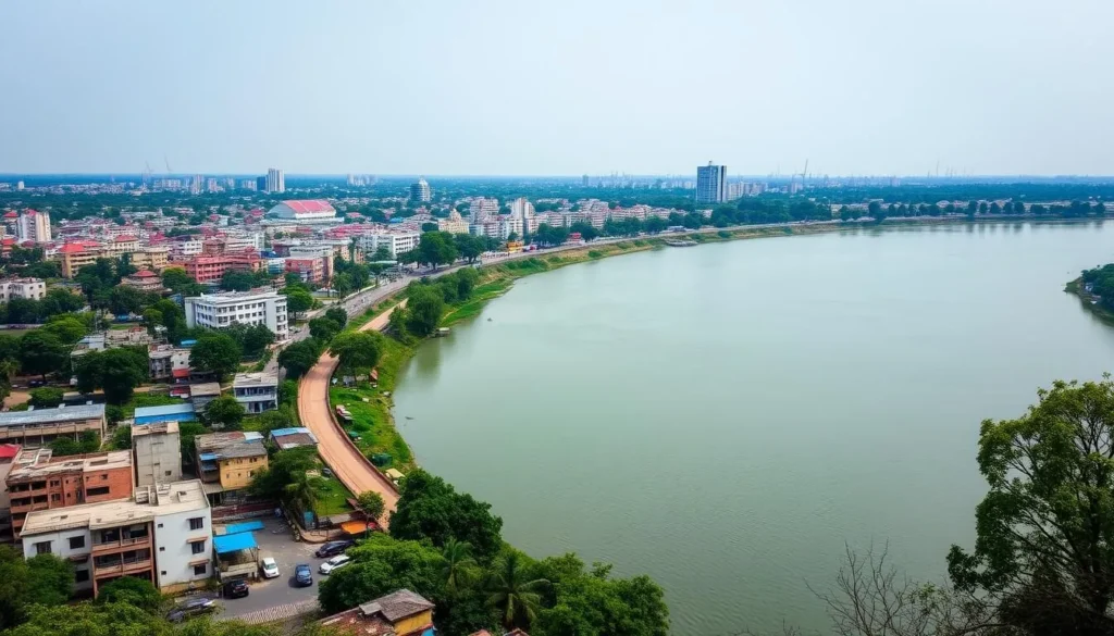 Image of Asansol cityscape with the Damodar River in the background