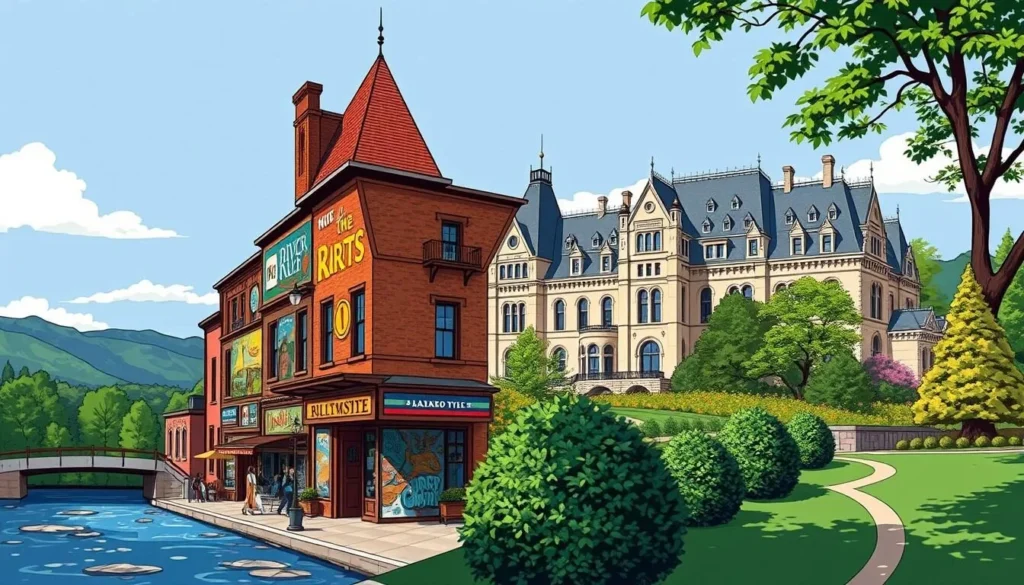 Image of Asheville's River Arts District or Biltmore Estate