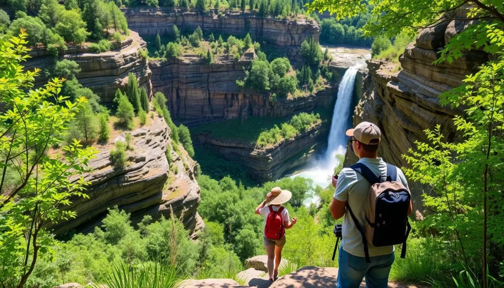 Image of Ausable Chasm with a guided tour group