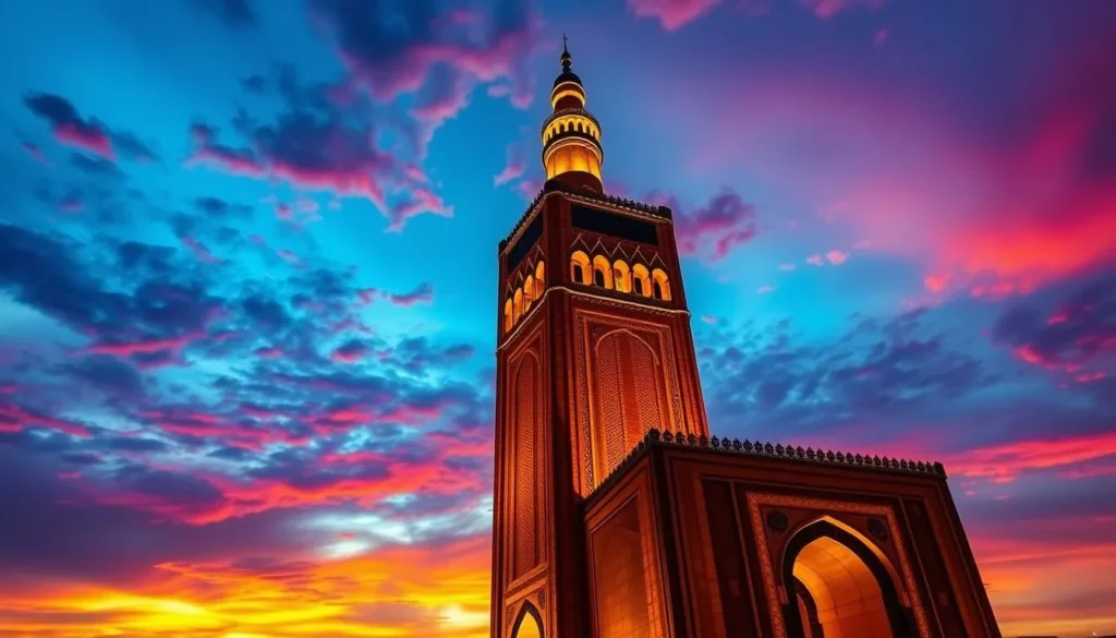 Image of Azadi Tower at sunset