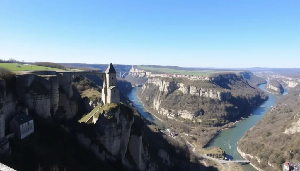 Image of Bastei Bridge with Elbe River in the background