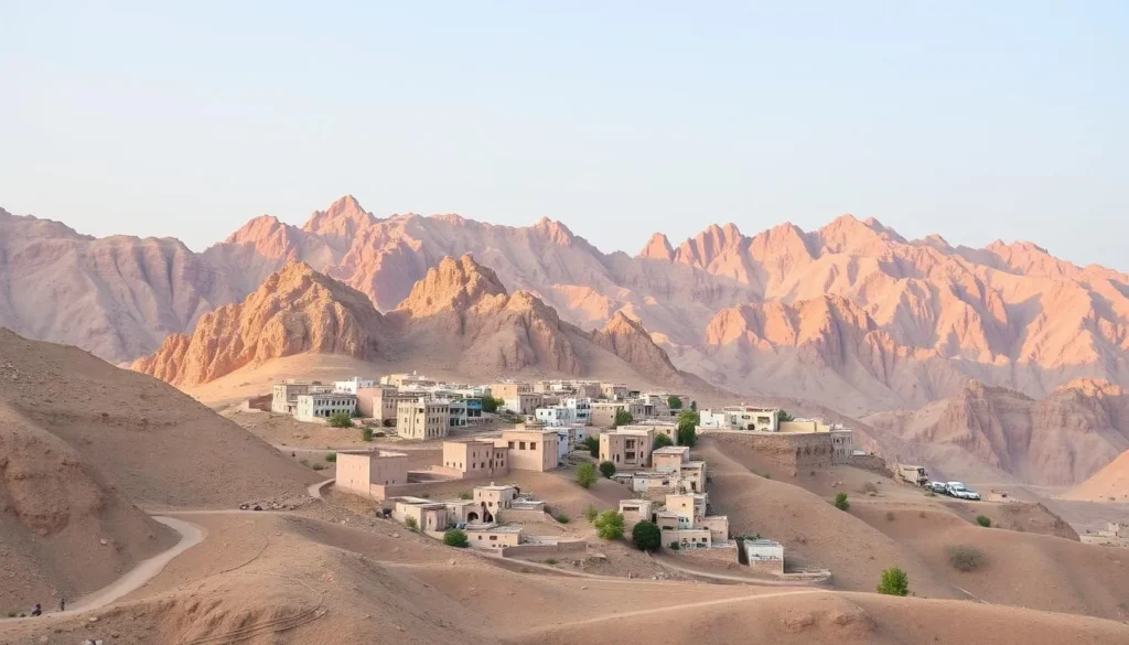 Image of Bidbid Province, Oman, showcasing its traditional villages and rugged mountains.