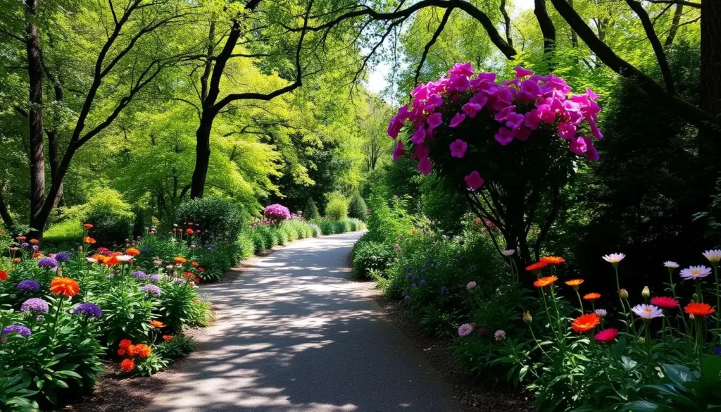 Image of Botaniska Trädgården's serene pathways and vibrant flora