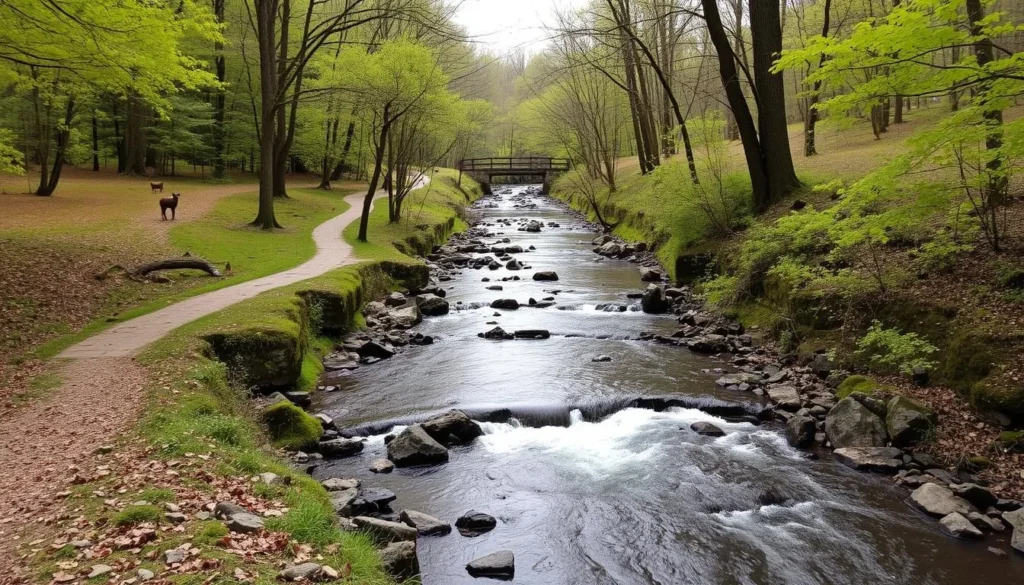 Image of Brandywine Creek State Park with scenic trails and a creek running through it.