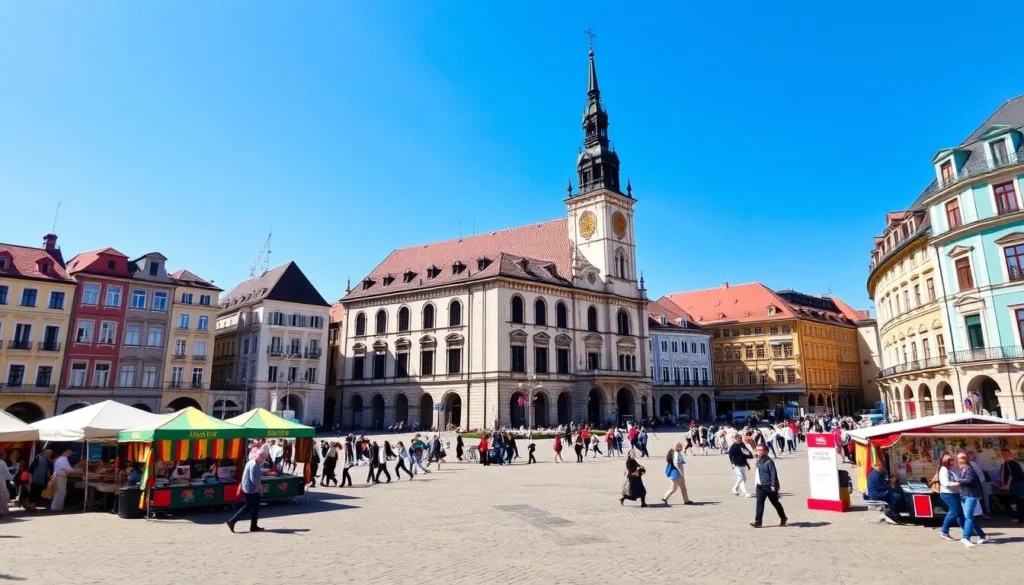 Image of Brno's main square with the City Hall